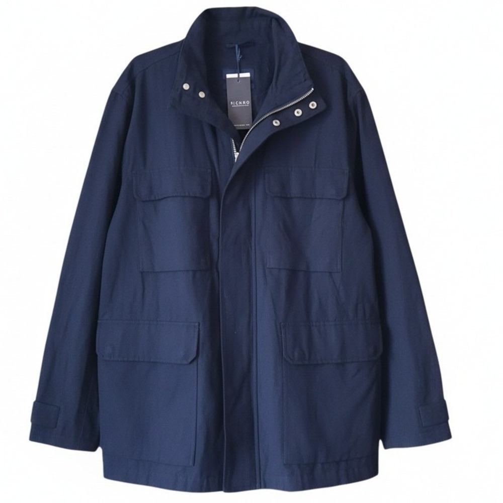 MP Massimo‎ PIOMBO Mens Navy Blue Canvas Field Jacket XLarge NWT $195 - Picture 2 of 11
